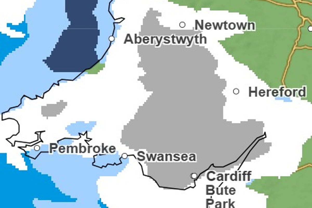 By 3pm on Wednesday, snow is forecast to extend across much of mid and south Wales as a band of wintry showers moves east and north.