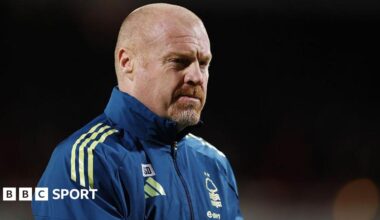 Nottingham Forest boss Sean Dyche pictured on the touchline