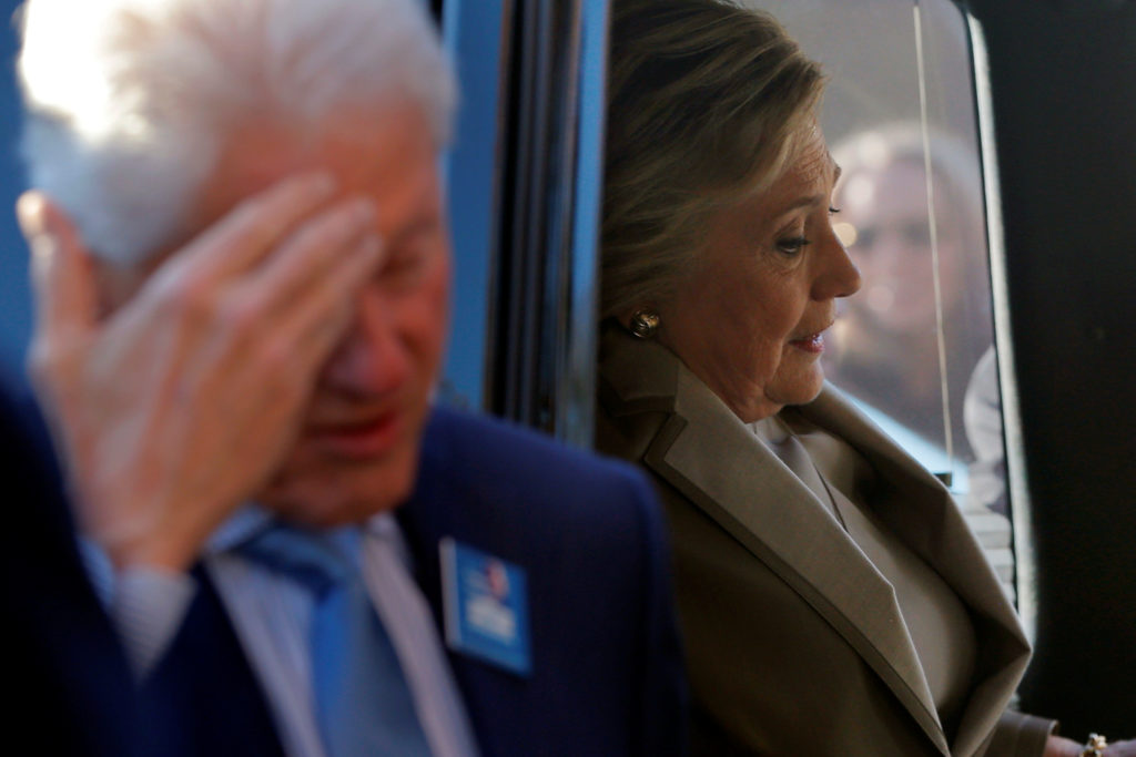 U.S. Democratic presidential nominee Hillary Clinton gets into her vehicle after she and her husband, former U.S. Presiden...