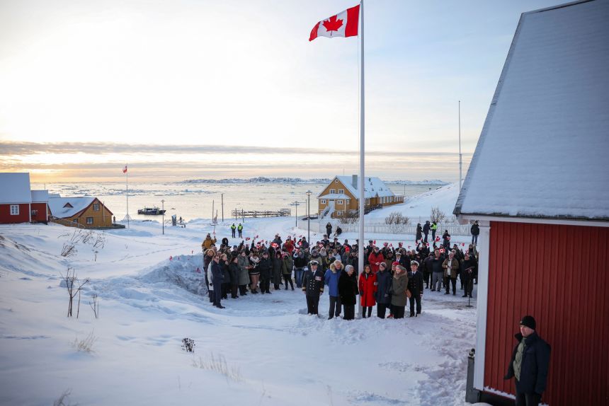 Canada's Foreign Affairs Minister Anita Anand and Governor General Mary Simon attend the official opening of the Canadian Consulate in Nuuk, Greenland on Friday.