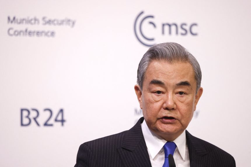China's Foreign Minister Wang Yi speaks during the Munich Security Conference (MSC) in Munich.