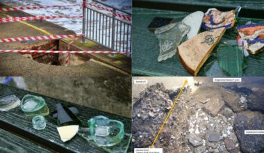 Glass and pottery found near sinkhole on Hunstanton Prom