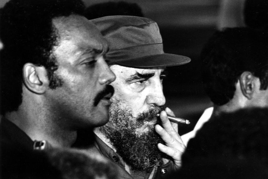 ** FILE **Rev. Jesse Jackson, left, and President Fidel Castro speak to reporters at Jose Marti Airport in Havana after Castro released Cuban and American political prisoners to Jackson in this June 28, 1984, file photo, made by Associated Press photographer Charles Tasnadi. Charles Tasnadi, who braved minefields and barbed wire to escape communist Hungary and went on to spend three decades as a top Associated Press photographer, died Thursday, Jan. 10, 2008, following a stroke. Famed for his skills as a photographer and revered as a great gentleman, Tasnadi was born Karoly Tasnadi on March 1, 1925 in Ajka, Hungary. (AP Photo/Charles Tasnadi)