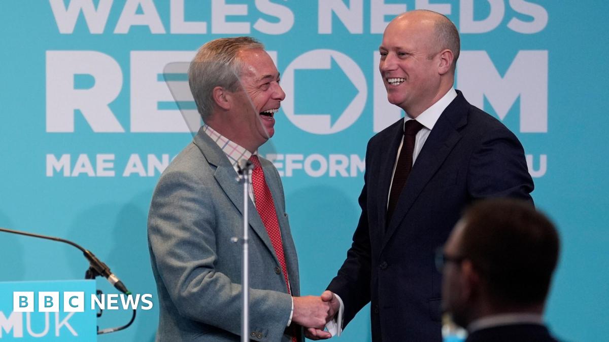 Reform UK's Welsh leader Dan Thomas announced by Nigel Farage at rally in Newport
