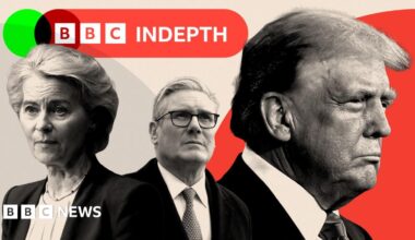 British Prime Minister Keir Starmer takes part in a panel discussion with President of the European Commission Ursula von der Leyen during the Munich Security Conference. He is on the left and she is on the right, both seated.