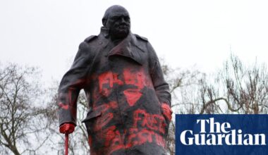 Man charged with criminal damage after Churchill statue sprayed with graffiti | UK news
