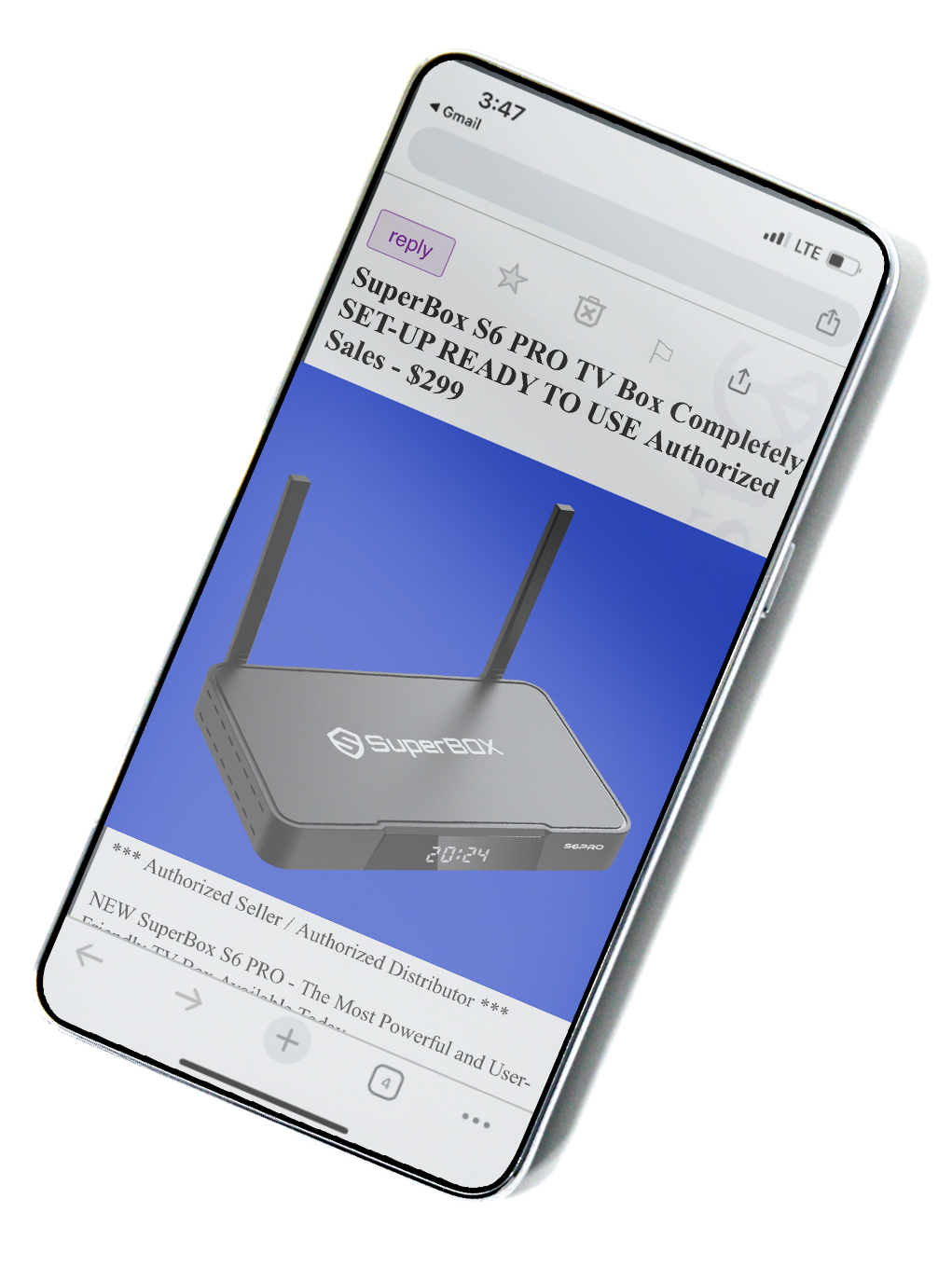 Image of a smart phone showing a Craigslist ad for a Superbox.