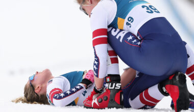 Jessie Diggins collapses in pain after securing bronze in Winter Olympics