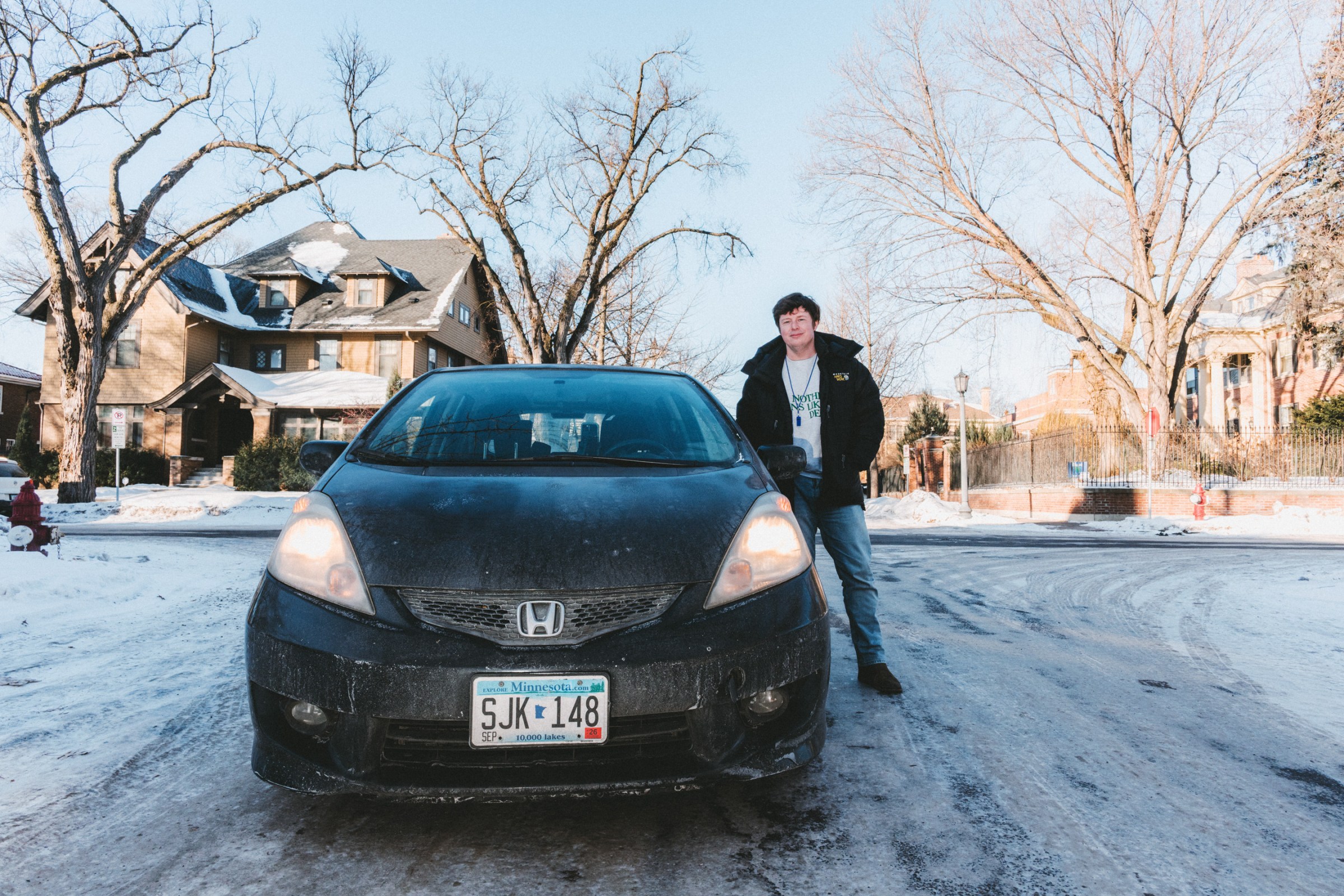 Stancil with his Honda Fit.