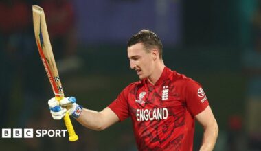England captain Harry Brook celebrates his century against Pakistan