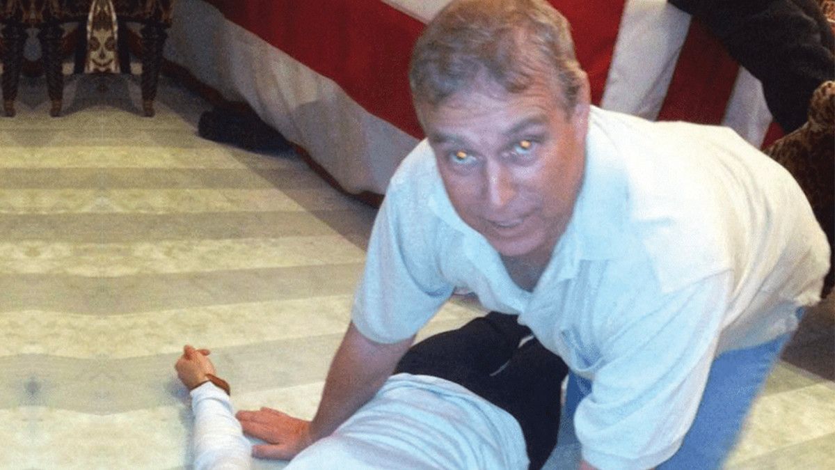 Andrew Mountbatten-Windsor pictured in the Epstein files