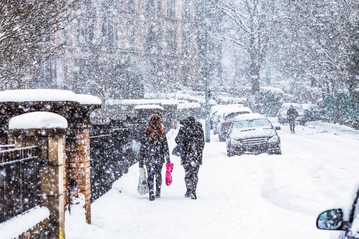 Heavy snowfall in Glasgow, Scotland