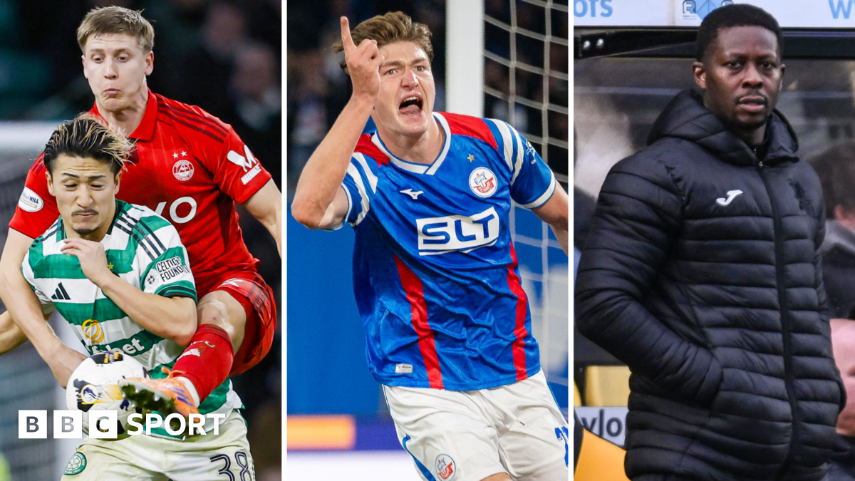 A split picture showing Celtic v Aberdeen, Ryan Naderi and Marvin Bartley