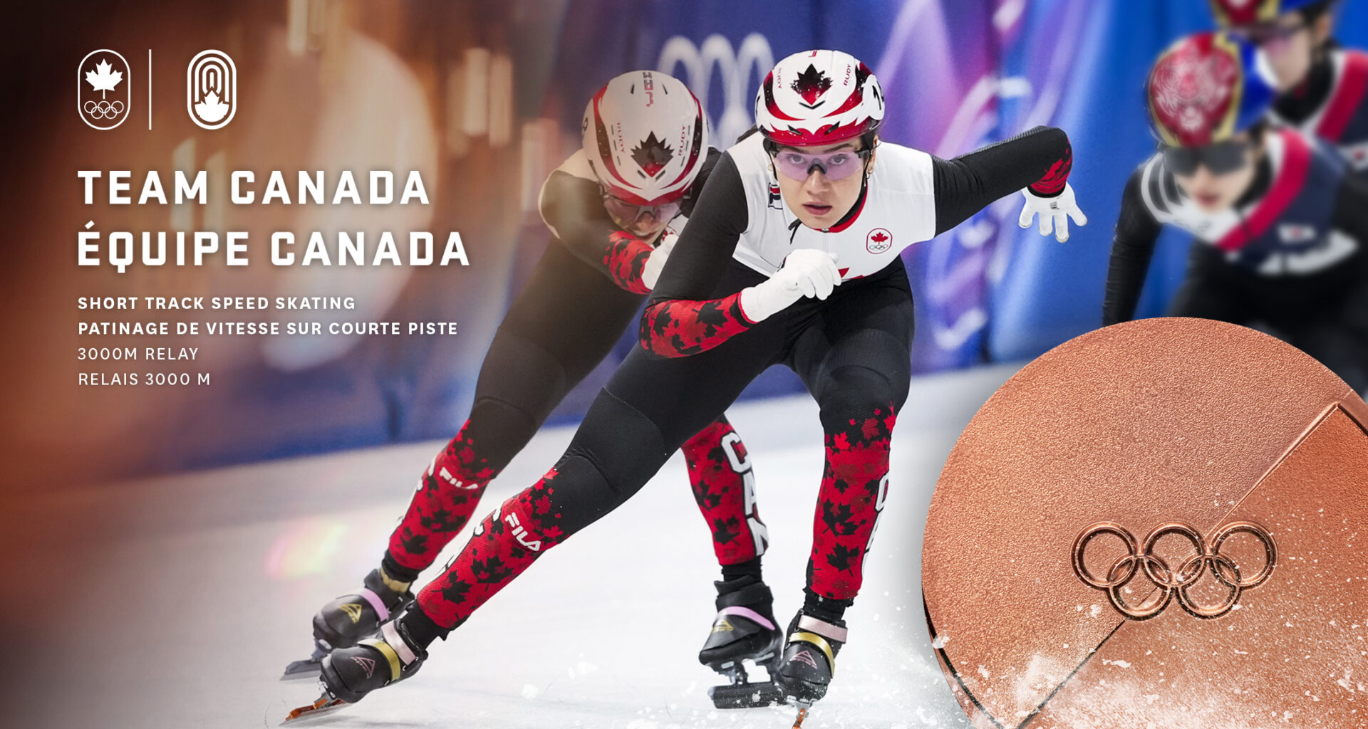 Team Canada wins bronze in women's 3000m relay short track speed skating