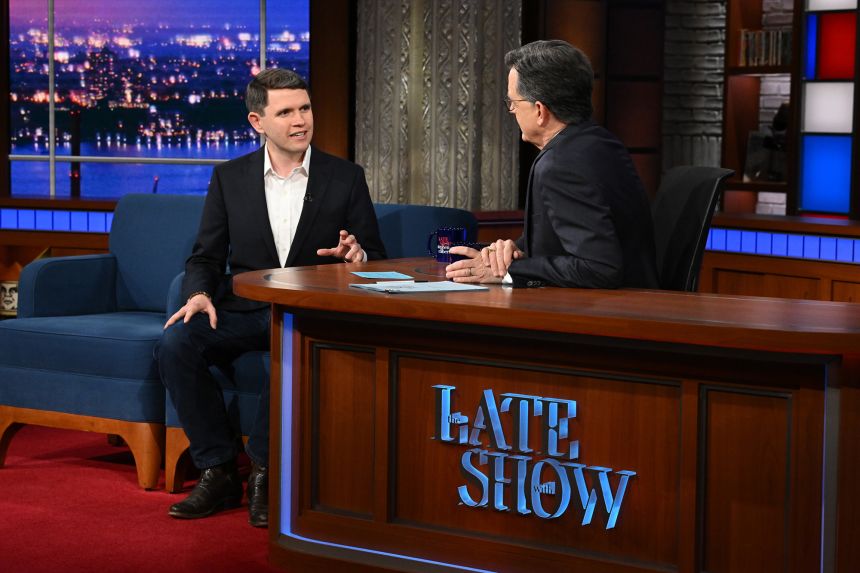 The campaign for James Talarico, pictured above during his “online-only” interview with Colbert, said it has raised a single-day record amount of funds following the CBS ordeal.