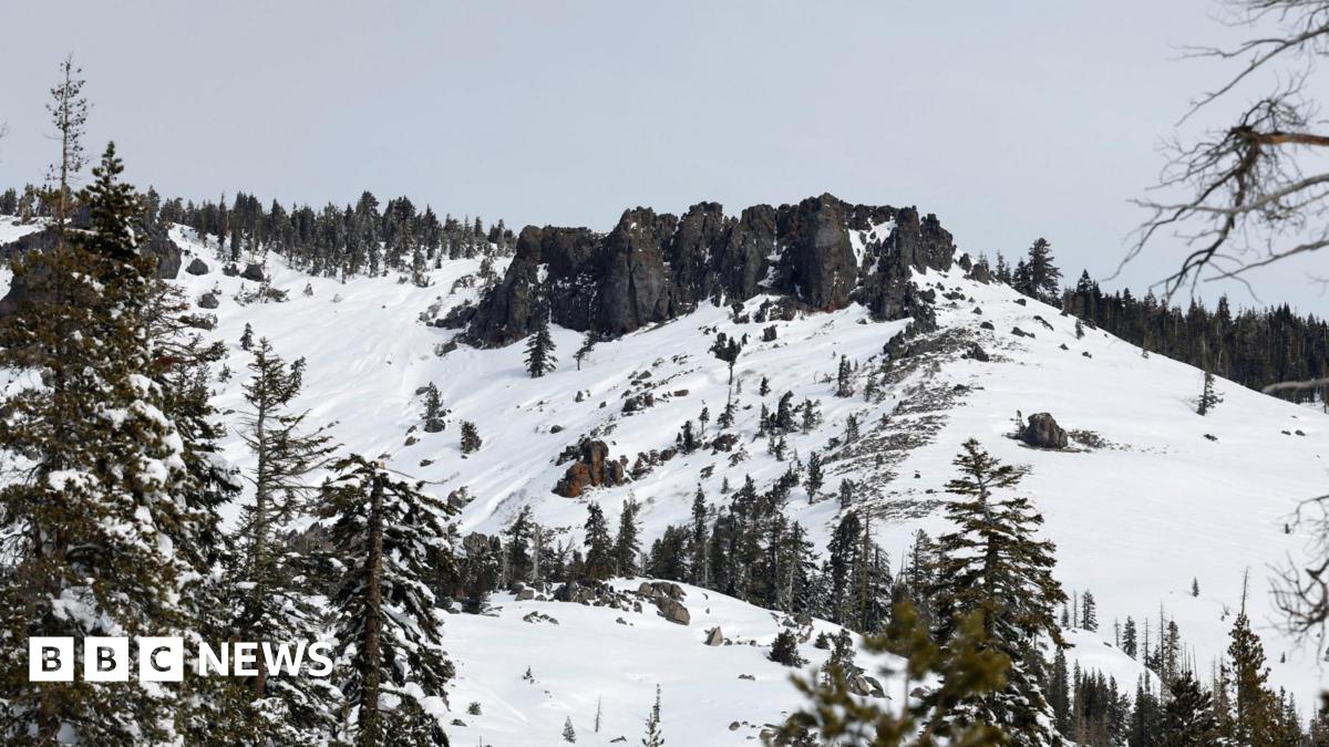 The top of Castle Peak, site of a deadly avalanche in the Sierra Nevada mountains near Soda Springs, California, on 21 February 2026.