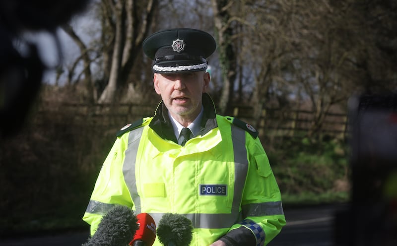 Police  at the scene of a ‘serious’ crash in Co Armagh.
The incident took place along the Armagh Road in Moy.
PICTURE: COLM LENAGHAN