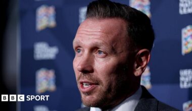 Craig Bellamy is interviewed at the Nations League draw in Brussels