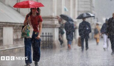 Yellow weather warning for rain issued for south-east England