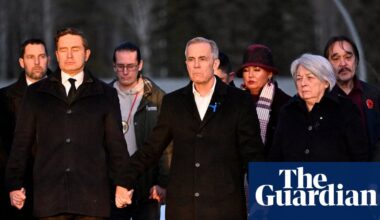 Mark Carney joins hands with Canada opposition leader as he pays tribute to school shooting victims | Tumbler Ridge school shooting