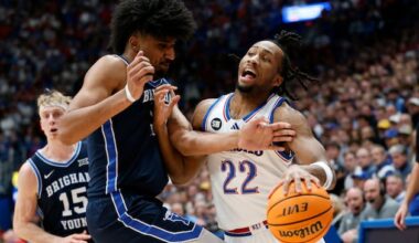 Cougars fall 90-82 to No. 14 Kansas – Deseret News