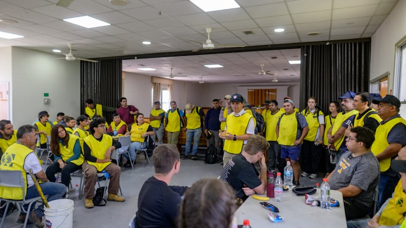 Elder Gabriel Campos, Area Seventy in the South America South Area, visits with volunteers in the Biobío Region, southern Chile, on Saturday, Jan. 24, 2026.