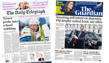 "Terror probe into school stabbing" reads the headline on the front page of the Daily Telegraph.