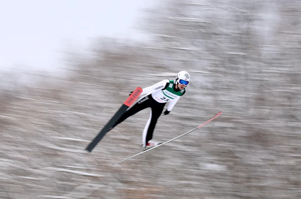 Ski Jumping - Ski Jumping World Cup - Sapporo, Japan - January 18, 2026 Canada's Mackenzie Boyd-Clowes in action during the men's individual HS137 qualification jump REUTERS/Issei Kato