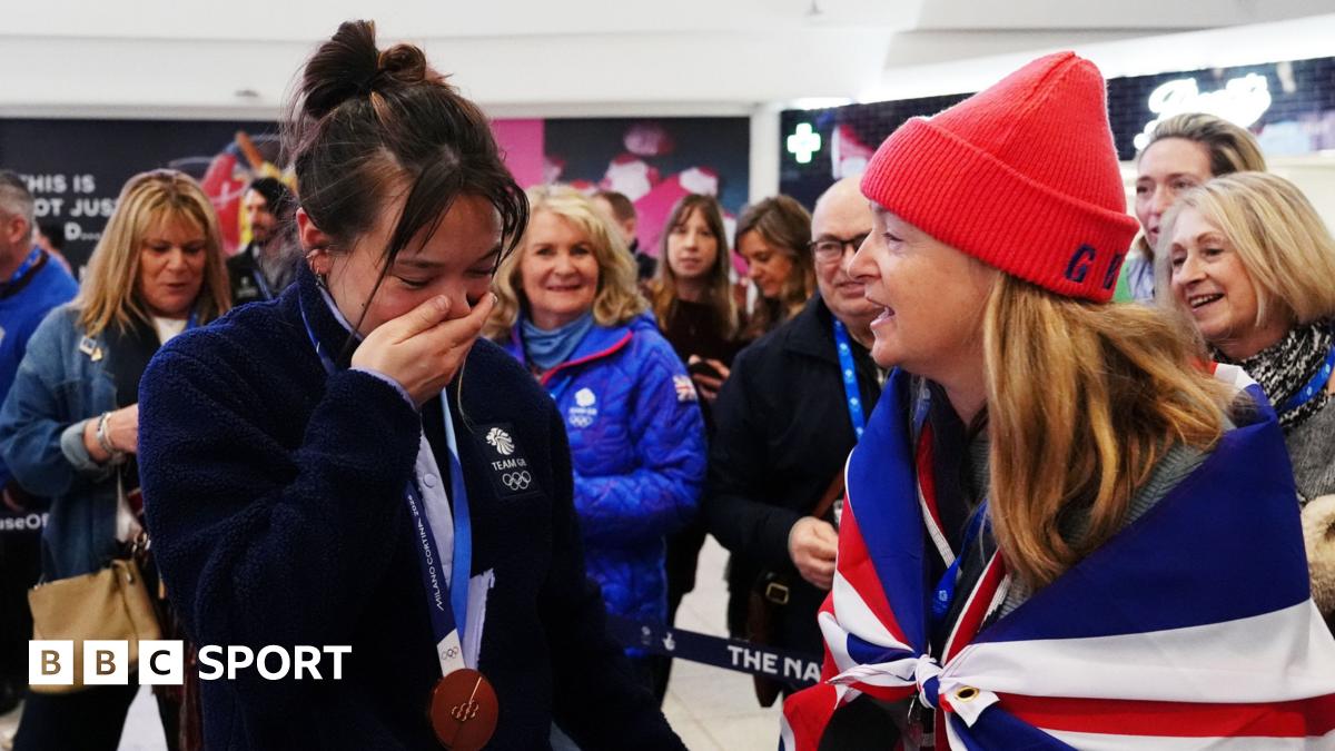 Winter Olympics homecoming: Team GB athletes arrive back in UK after record gold medals