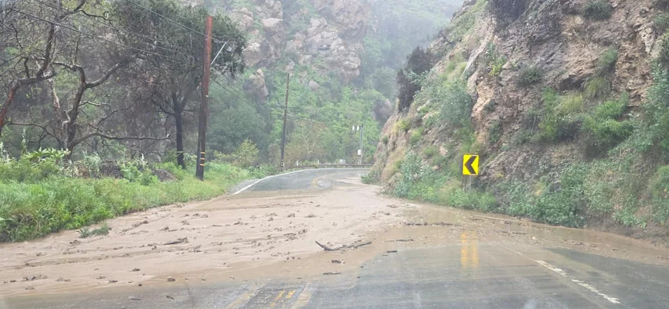 Mudslide closes part of Highway 27 in Topanga Canyon.
