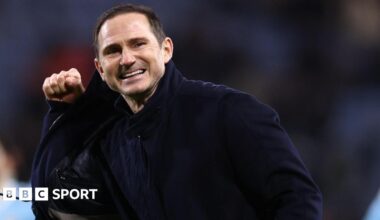 Frank Lampard punches the air in delight after his Coventry City side returned to the top of the Championship by beating Middlesbrough