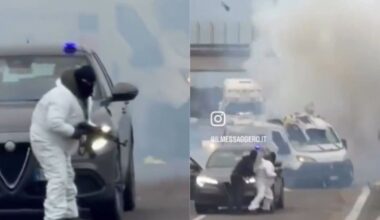 Chaos as huge gunfight breaks out on carriageway with huge explosion | World | News