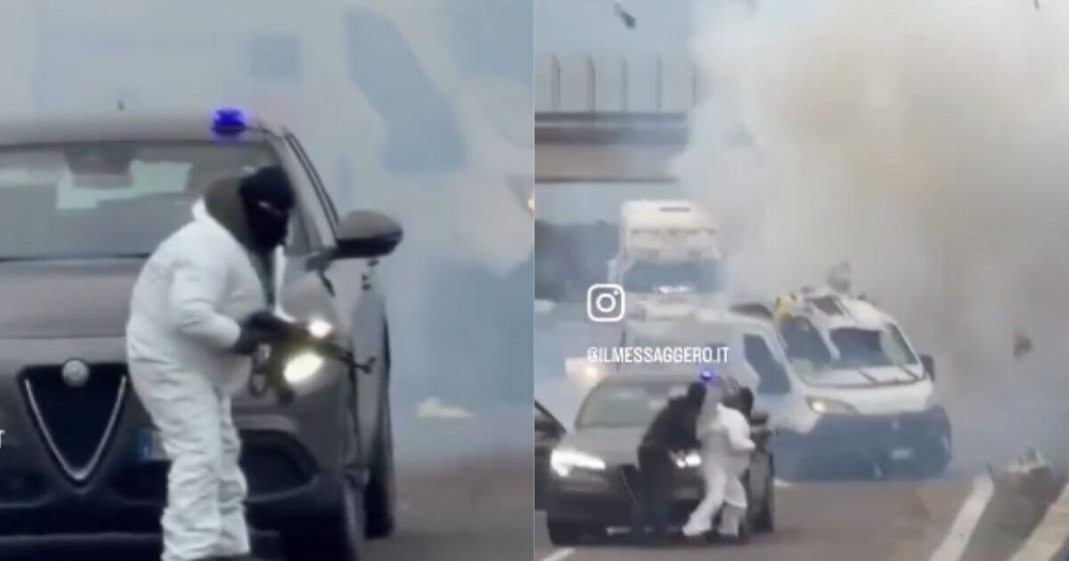 Chaos as huge gunfight breaks out on carriageway with huge explosion | World | News