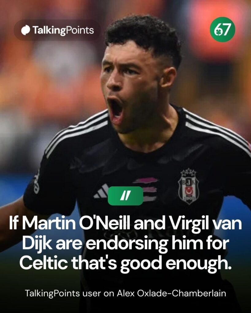 Alex Oxlade-Chamberlain of Besiktas celebrates after scoring the first goal of his team during the Turkish Super League derby match between Galatasaray and Besiktas