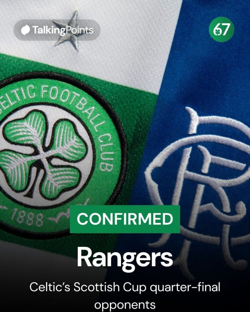 The badges of Celtic and Rangers on their home shirts