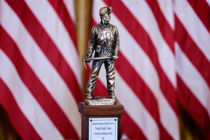The "Undisputed Champion of Beautiful Clean Coal" award was given to President Donald Trump during a "Champion of Coal" event in the East Room of the White House on Wednesday.