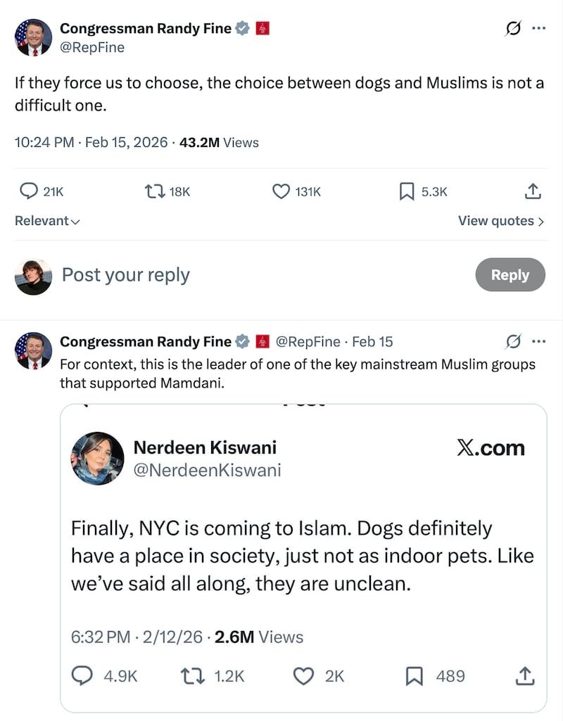 Congressman Fine's appalling tweet.