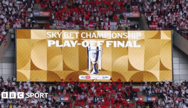 Big screen at the Championship play-off final