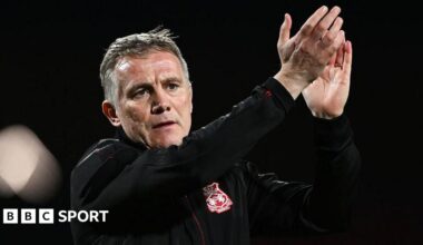 Wrexham manager Phil Parkinson applauds