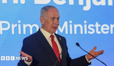 Israeli Prime Minister Benjamin Netanyahu gestures as he speaks during the Conference of Presidents of Major American Jewish Organisations, in Jerusalem,
