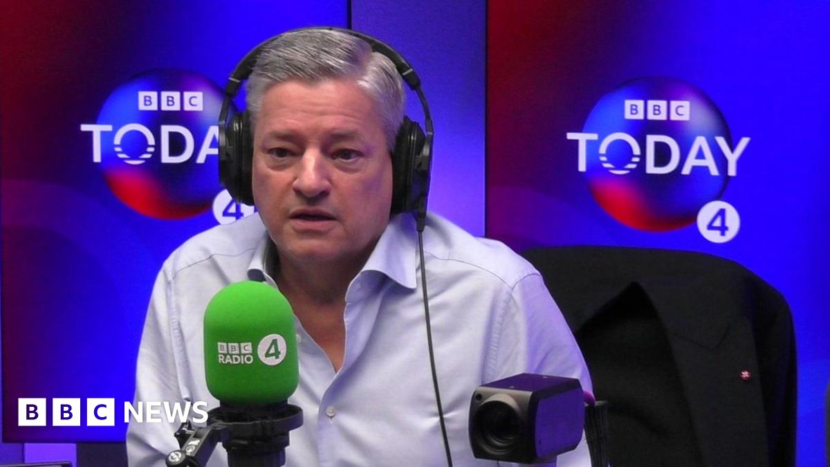 Ted Sarandos in the Radio 4 Today programme studio wearing headphones, in front of a microphone