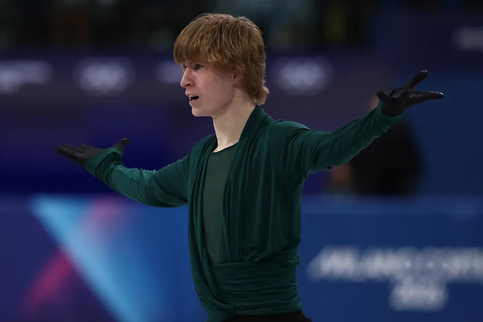 MILAN, ITALY - FEBRUARY 13:Â Stephen Gogolev of Canada performs the Mens Single Free Program during the Milano Cortina 2026 Olympic Winter Games at Milano Ice Skating Arena on February 13, 2026 in Milan, Italy. (Photo by Shunik Denisovich/Anadolu via Getty Images)