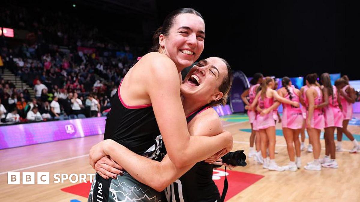 Nat Panagarry of Loughborough Lightning celebrates with team-mate Alice Harvey