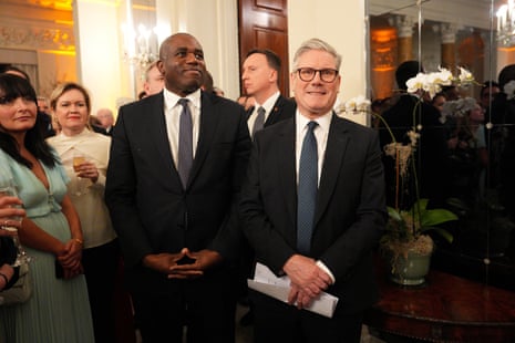 British prime minister Keir Starmer and then foreign secretary David Lammy attend a welcome reception at the UK ambassador’s residence in Washington last February.