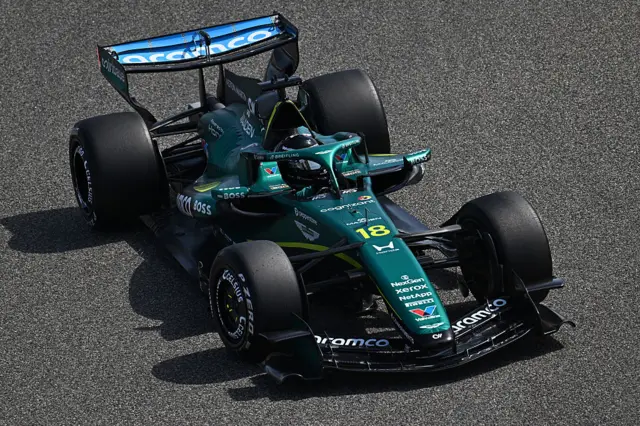 Lance Stroll on track in the new Aston Martin