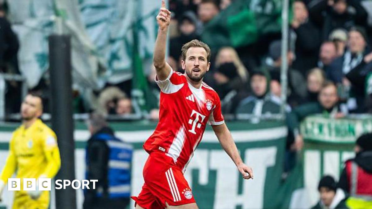 Harry Kane celebrates scoring for Bayern Munich