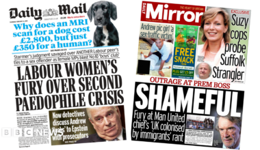 "Labour women's fury over second paedophile crisis" reads the headline on the front page of the Daily Mail.