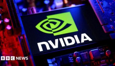 The green Nvidia logo and name is set against a computer motherboard