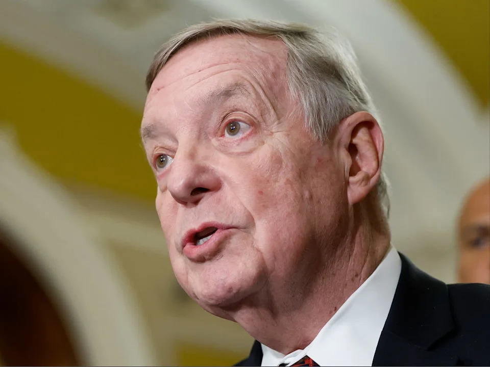 Illinois Democratic Senator Dick Durbin is calling for a Government Office of Accountability and Department of Justice Inspector General investigation into FBI Director Kash Patel’s use of bureau resources, accusing him of ‘joyriding’ in the agency’s jet (Getty)