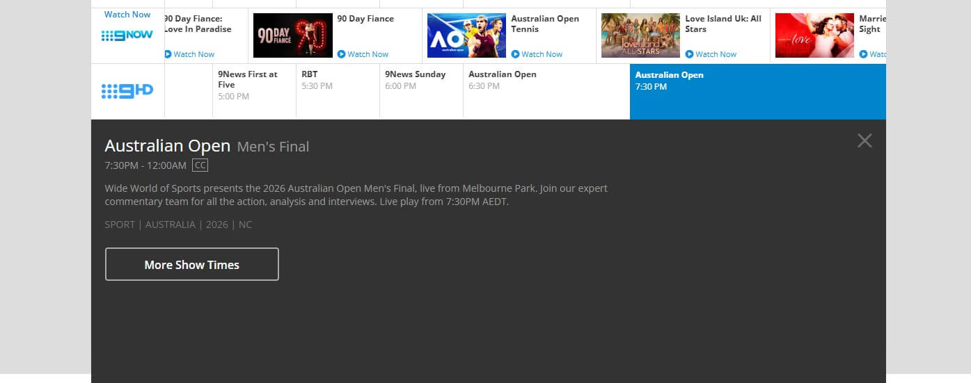 9now Alcaraz Djokovic Live Stream